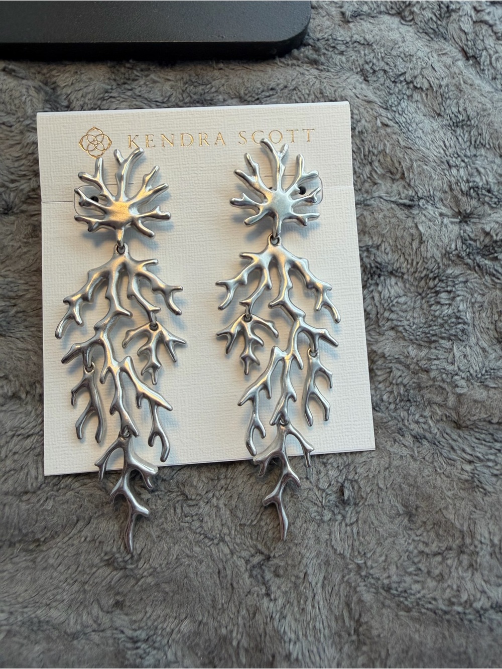 Kendra Scott Silver Coral dangle earrings NWOT